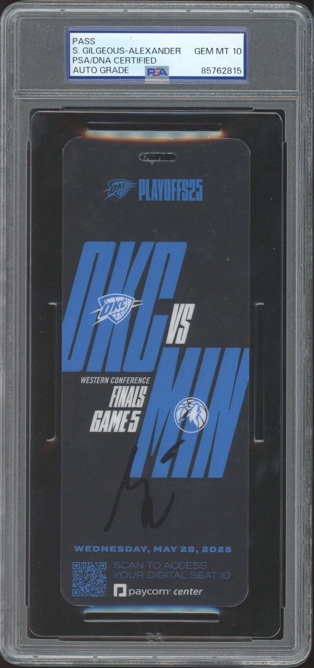 Shai Gilgeous-Alexander Signed 2025 WEST FINALS G5 Courtside Ticket PSA 10 AUTO