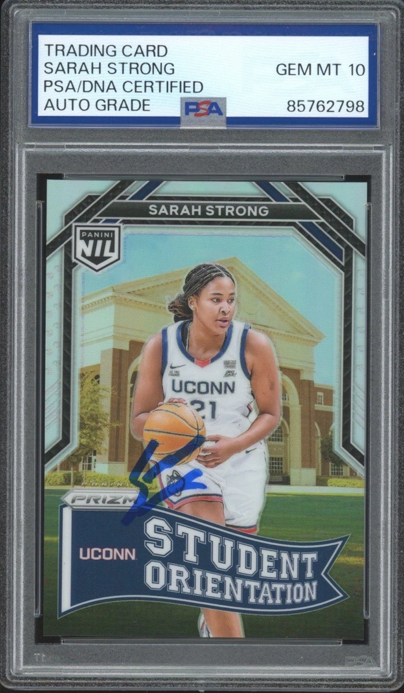 2024 Panini NIL UConn Sarah Strong Signed Silver Student Orientation PSA 10 AUTO