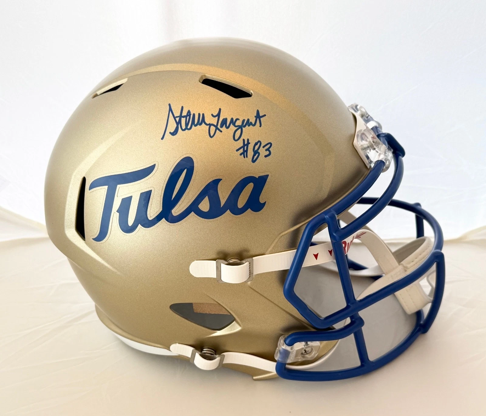 Steve Largent signed Tulsa Golden Hurricane Full Size Helmet Beckett Witnessed