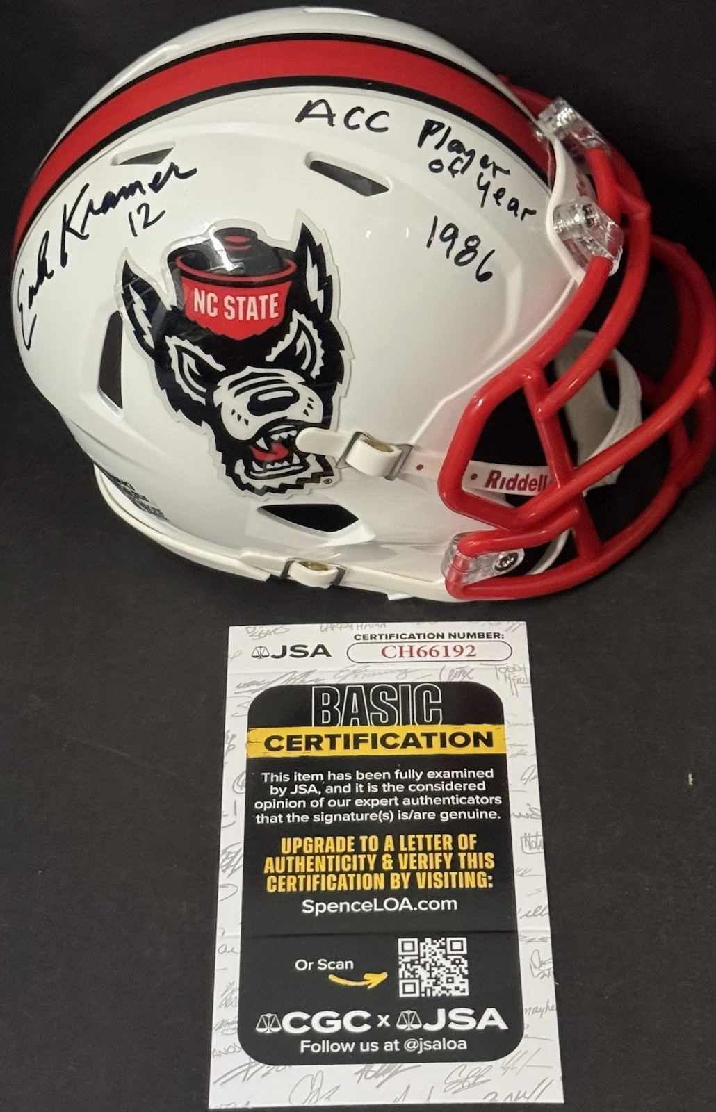 Erik Kramer Signed Autographed NC State Wolfpack Mini Helmet JSA COA