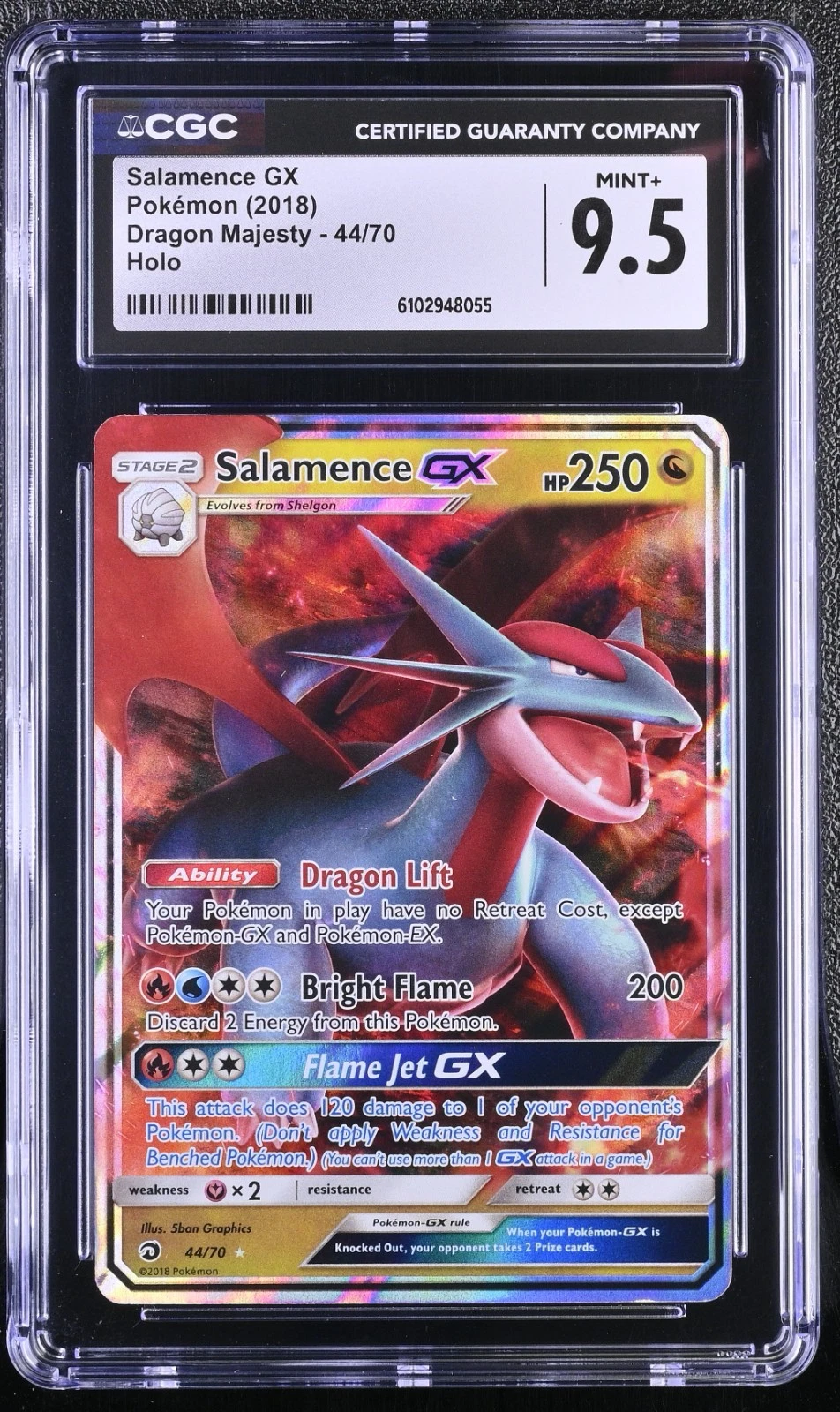 2018 Pokemon Sun & Moon Dragon Majesty Holo Salamence GX #44 CGC 9.5