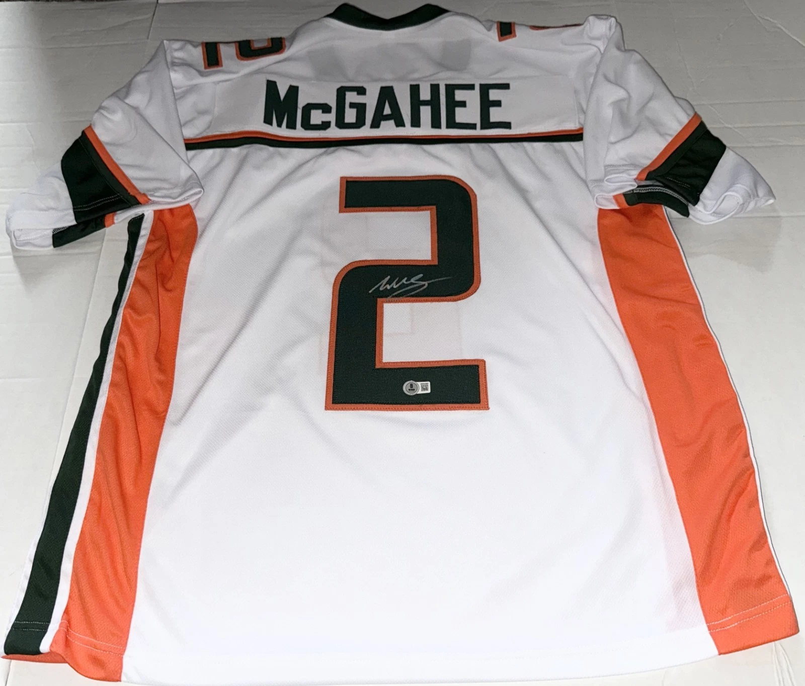 Willis McGahee Miami Hurricanes signed White Custom jersey Beckett Witnessed
