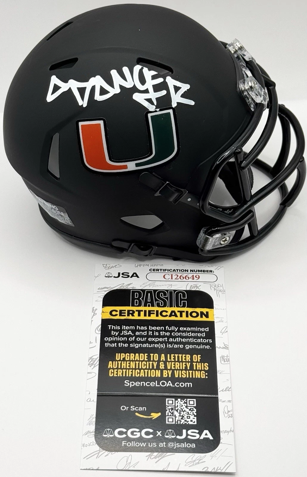 Abella Danger Signed Autographed Miami Hurricanes Mini Helmet JSA COA