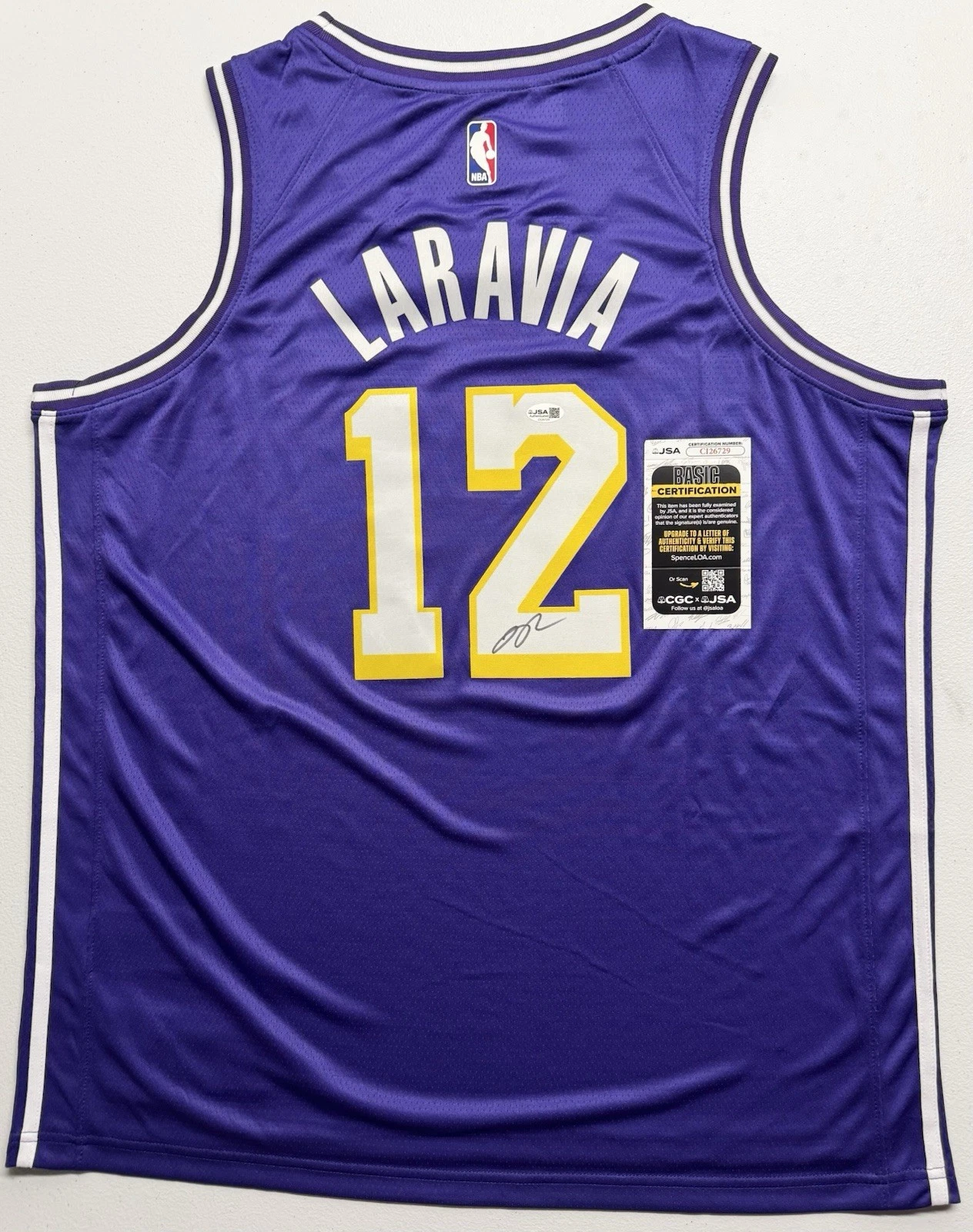 Jake Laravia Signed Autographed Los Angeles Lakers Jersey JSA COA
