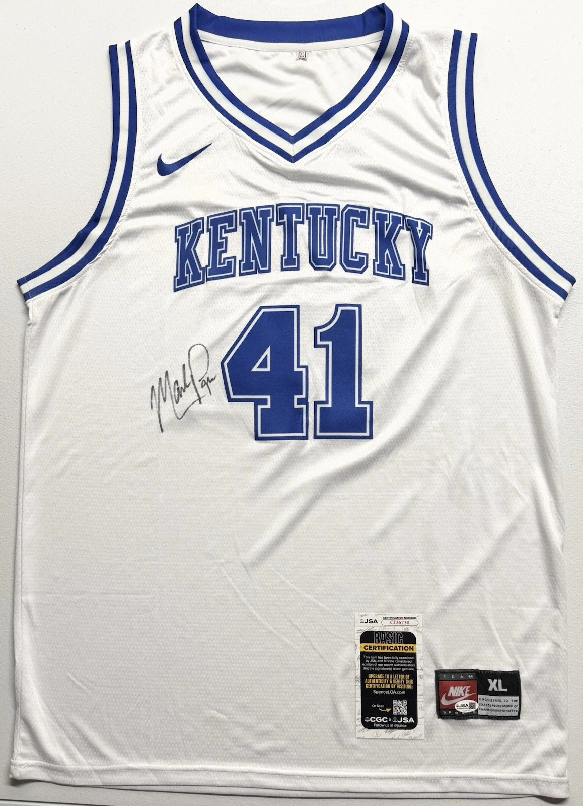 Mark Pope Signed Autographed Kentucky Wildcats Basketball Jersey JSA COA