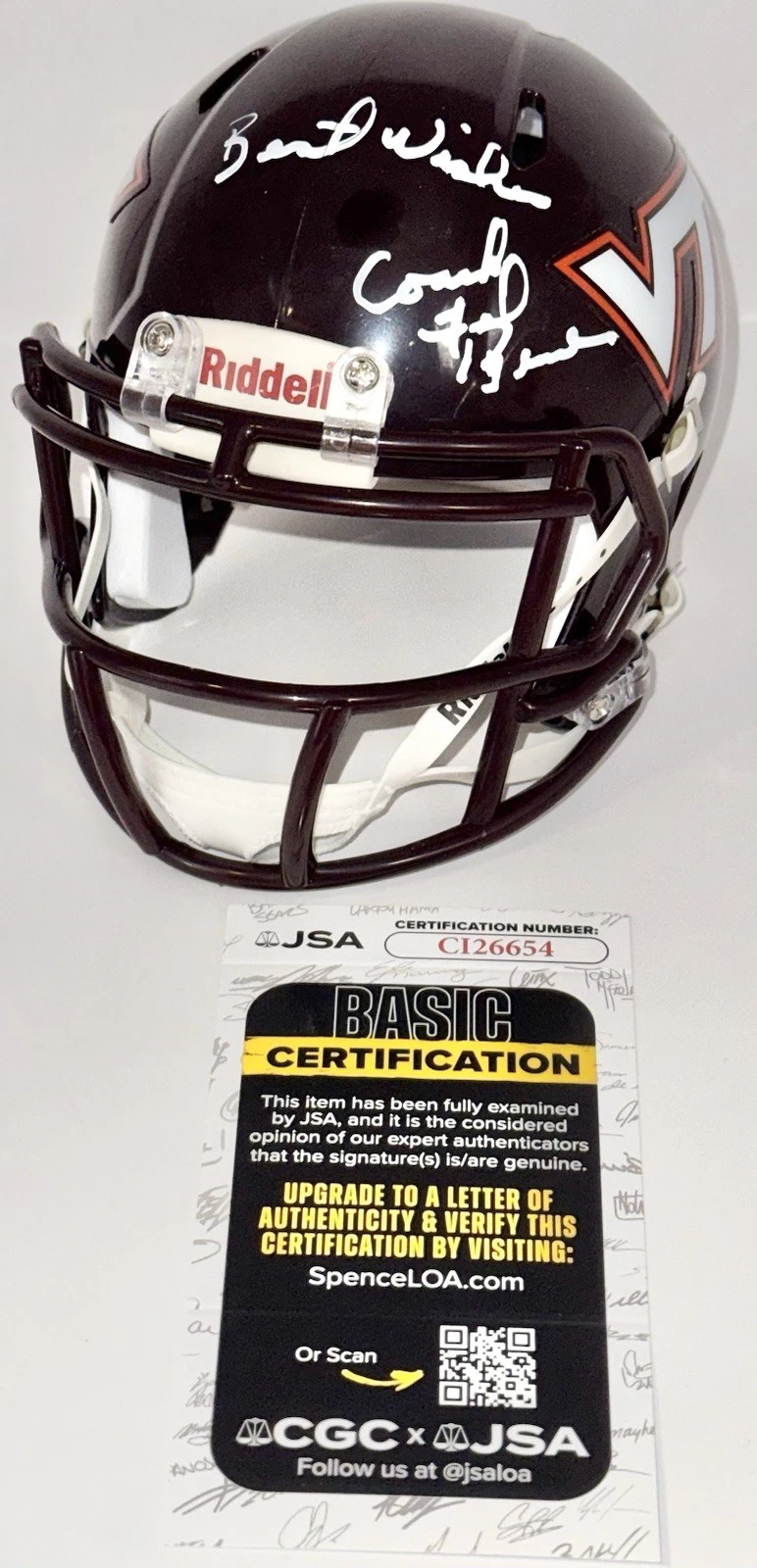 Frank Beamer Signed Autographed Virginia Tech Hokies Mini Helmet JSA COA