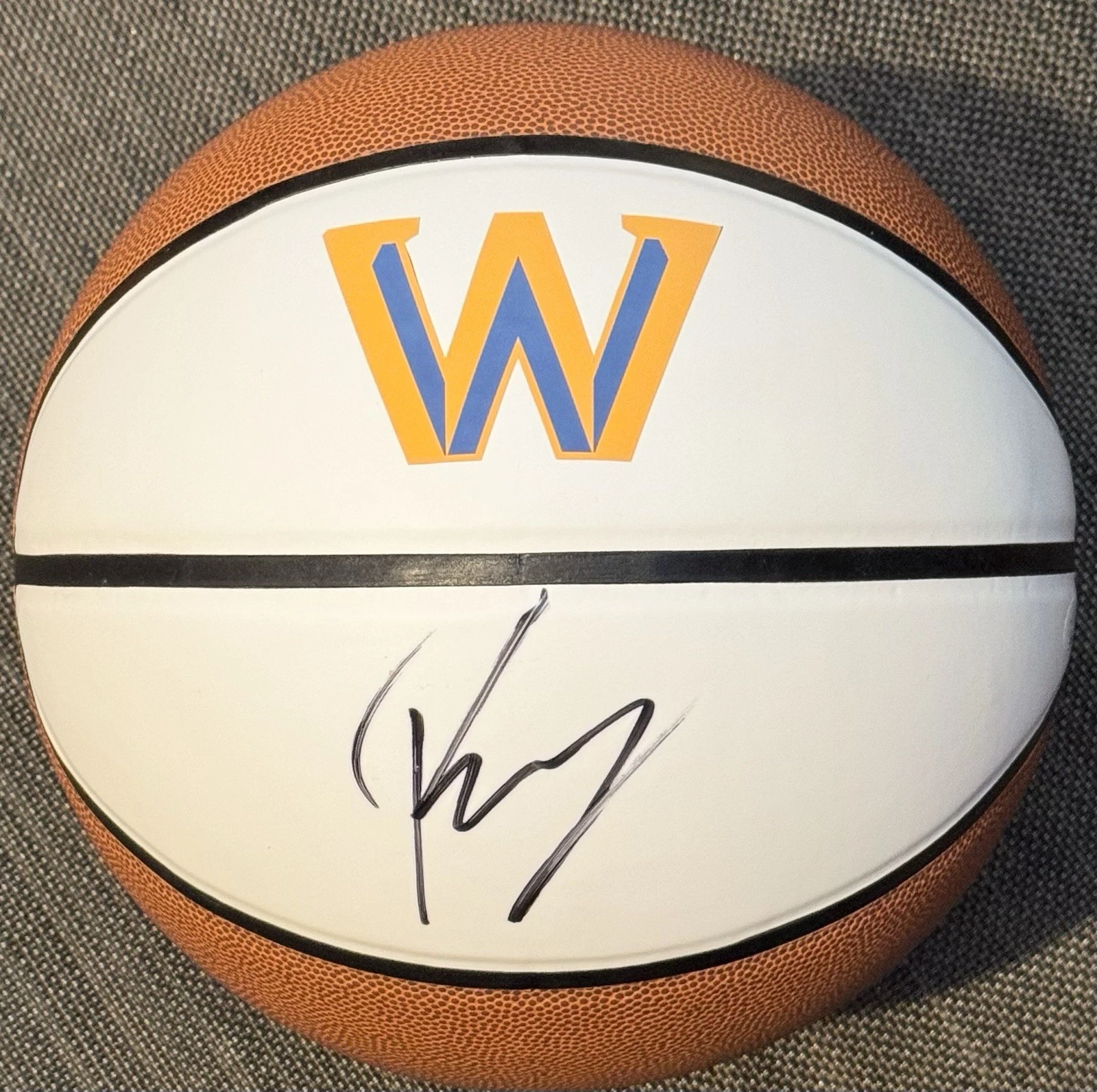 Kristaps Porziņģis Signed Autographed Golden State Warriors Logo Basketball JSA