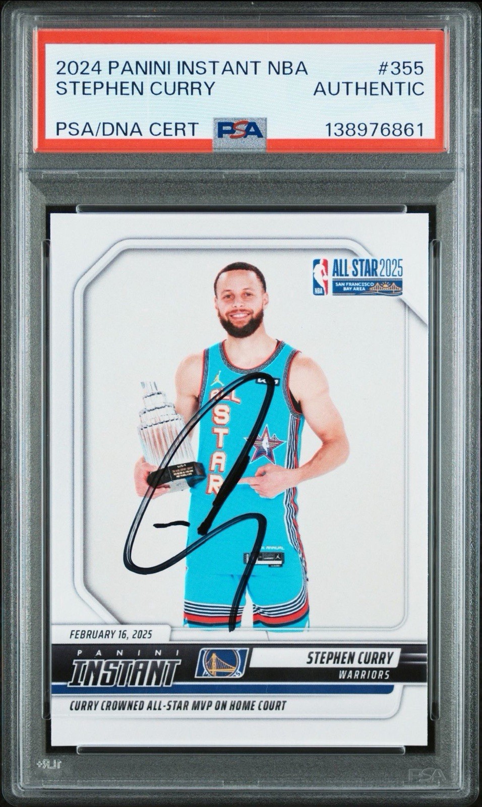 2024-25 Panini Instant NBA #355 Stephen Curry Signed ASG MVP Card PSA/DNA AUTO