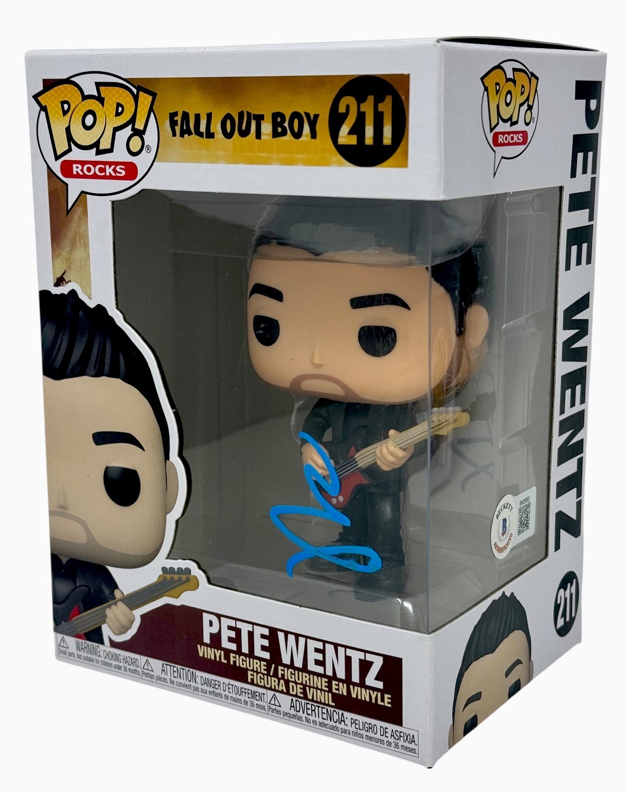 Pete Wentz Signed Fall Out Boy Funko Pop Rocks Pete Wentz #211 Autograph BAS COA