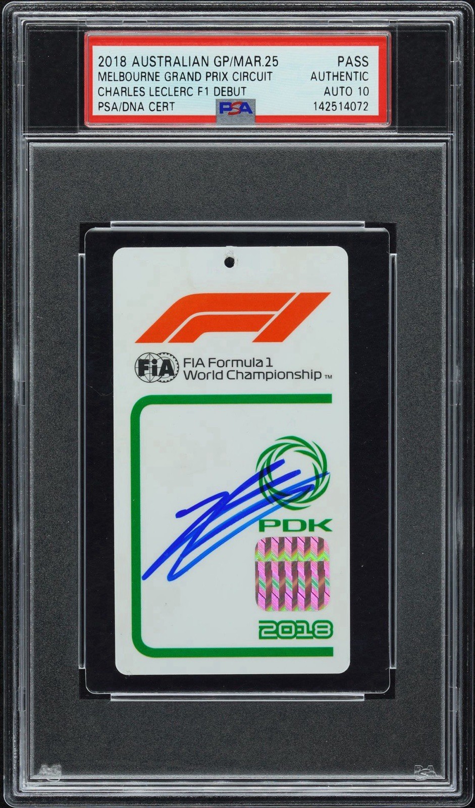 Charles Leclerc Signed 2018 F1 Debut Australian Grand Prix Ticket PSA 10 AUTO