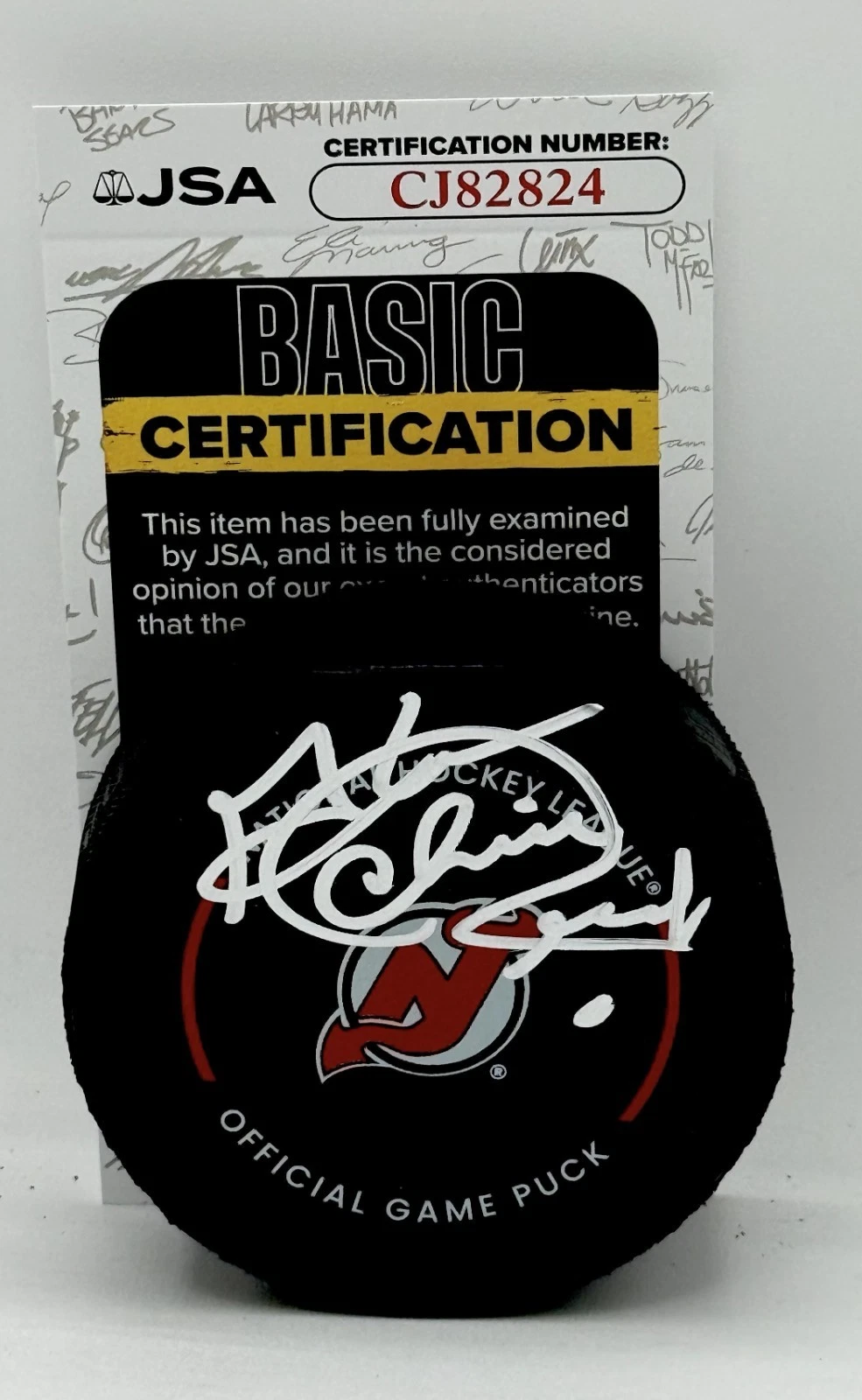 Chico Resch signed New Jersey Devils Official Game Puck autographed JSA COA