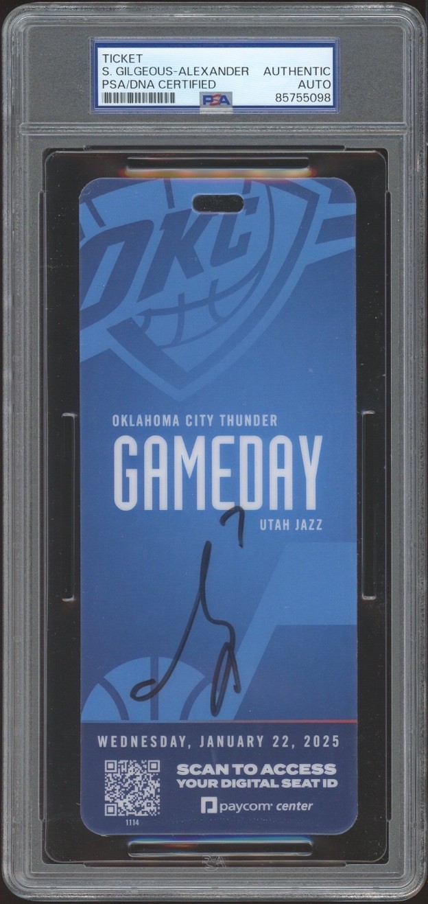 Shai Gilgeous-Alexander Signed 54 Point Game 1/22/2025 Courtside Ticket PSA AUTO