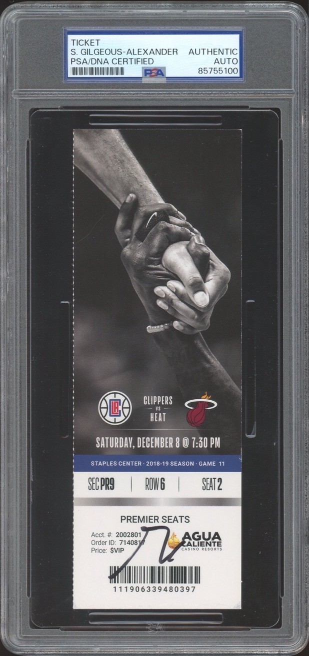 Shai Gilgeous-Alexander Signed Rookie Season Ticket Stub 12/8/2018 PSA/DNA AUTO