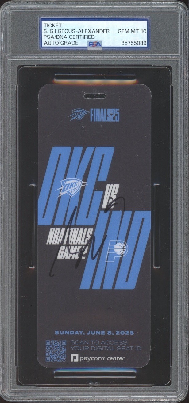 Shai Gilgeous-Alexander Signed 2025 FINALS GAME 2 Courtside Ticket PSA 10 AUTO
