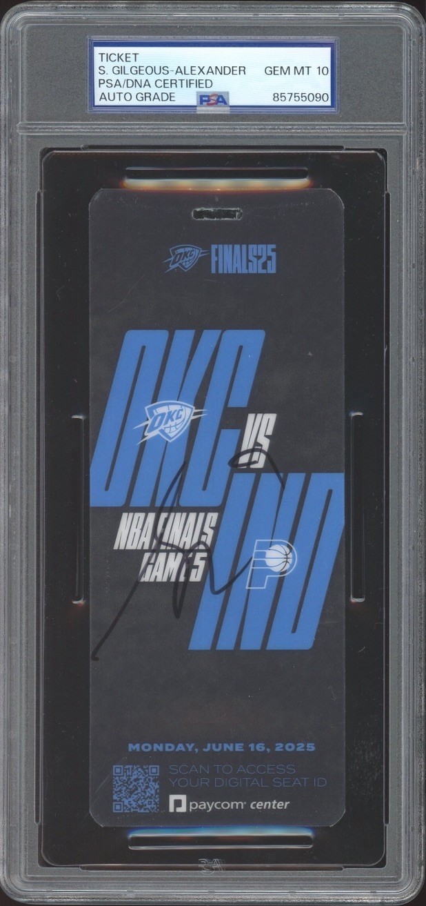 Shai Gilgeous-Alexander Signed 2025 FINALS GAME 5 Courtside Ticket PSA 10 AUTO