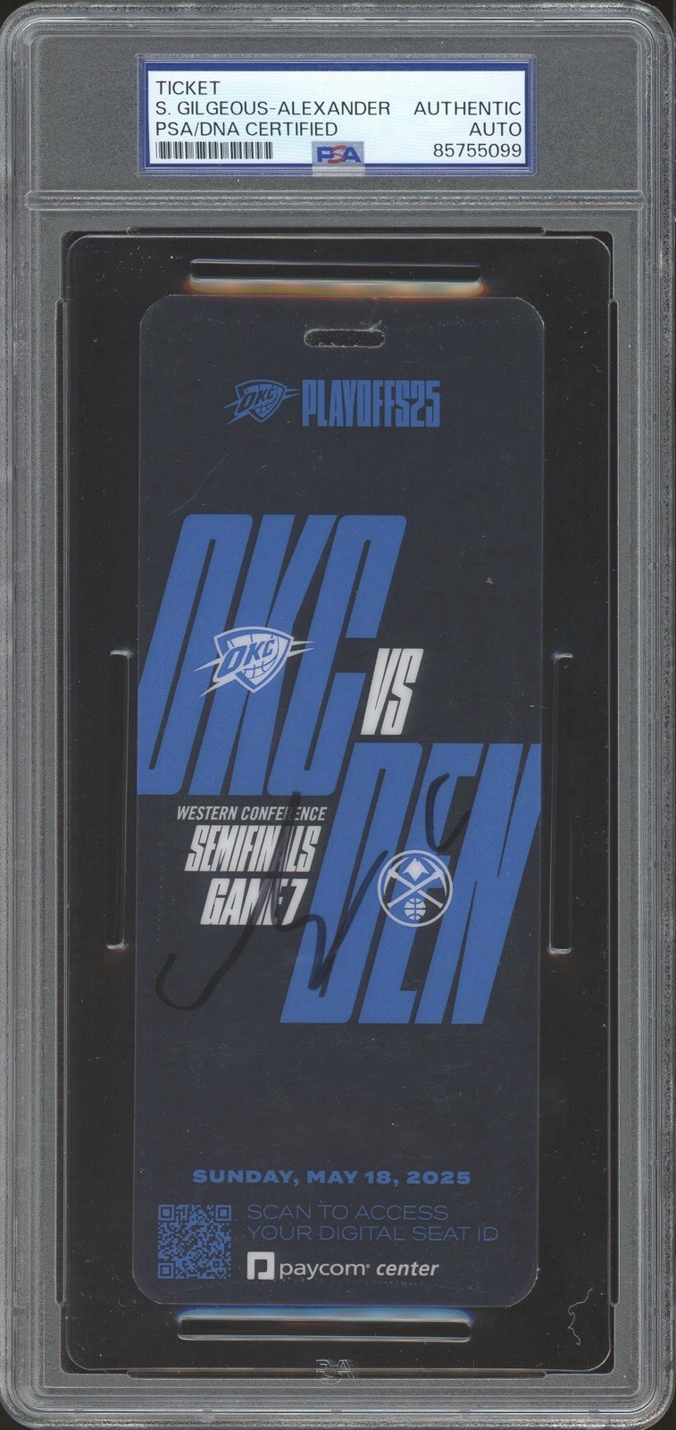 Shai Gilgeous-Alexander Signed 2025 West Semis Game 7 Courtside Ticket PSA AUTO