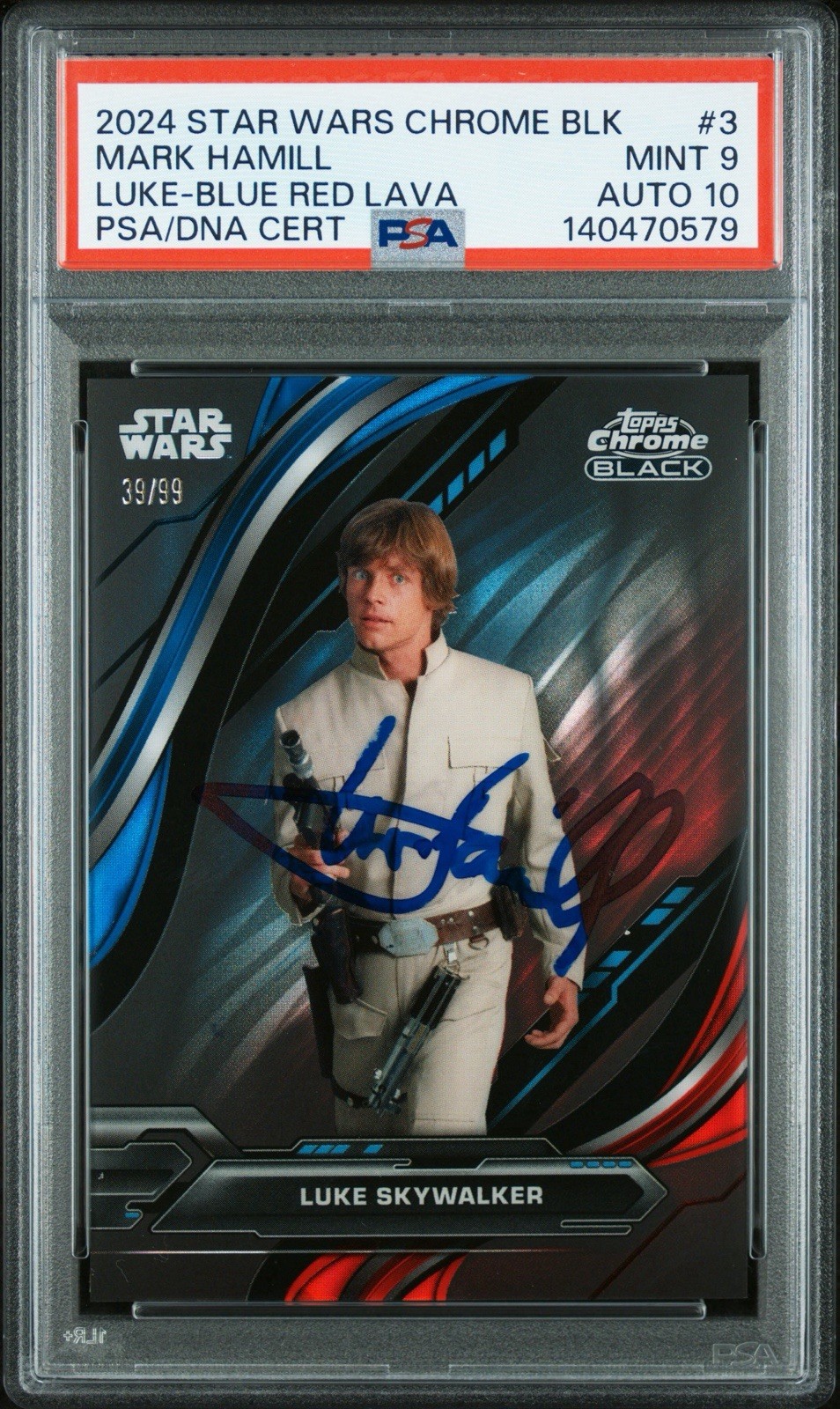 2024 Star Wars Topps Chrome Blk Mark Hamill Luke Blue Red Lava /99 PSA 9/AUTO 10