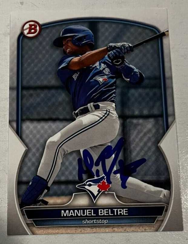 MANUEL BELTRE SIGNED 2023 BOWMAN PROSPECT BASEBALL CARD AUTO