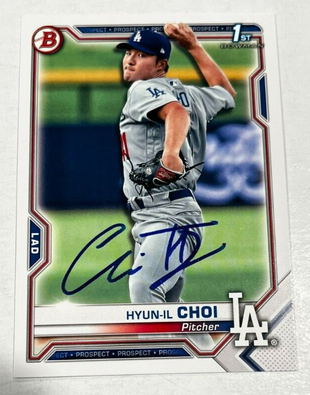 HYUN-IL CHOI SIGNED 2021 BOWMAN PROSPECT BASEBALL ROOKIE CARD AUTO