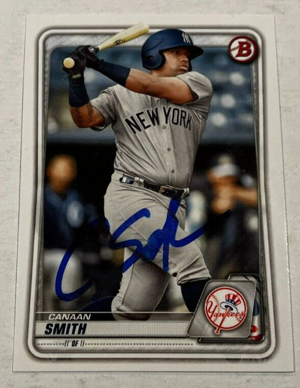 CANAAN SMITH SIGNED 2020 BOWMAN PROSPECT BASEBALL ROOKIE CARD AUTO