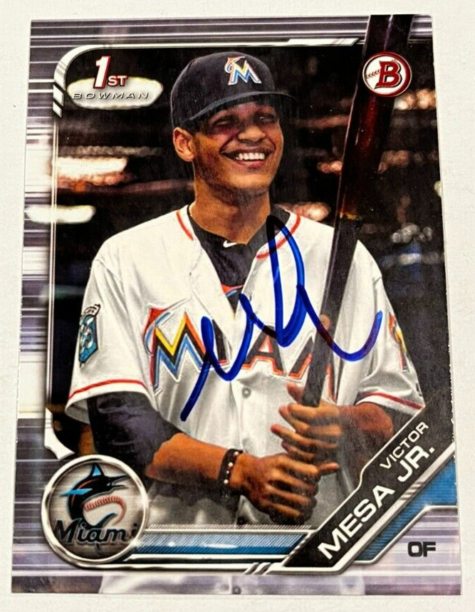 VICTOR MESA JR SIGNED 2019 BOWMAN PROSPECT ROOKIE CARD AUTO