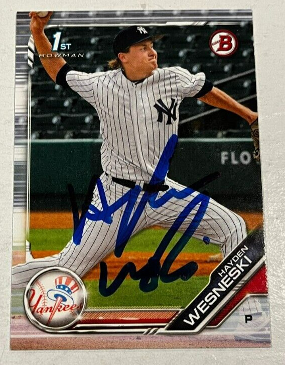 HAYDEN WESNESKI SIGNED 2019 BOWMAN DRAFT PROSPECT ROOKIE CARD AUTO