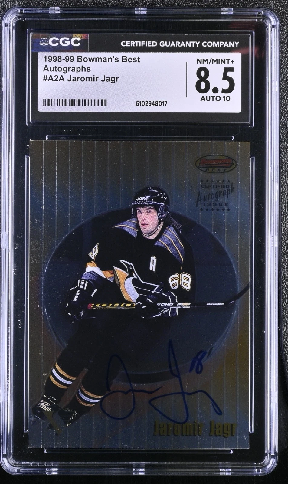 1998 Bowman's Best Jaromir Jagr Signed A2A SSP CGC 8.5 Auto 10