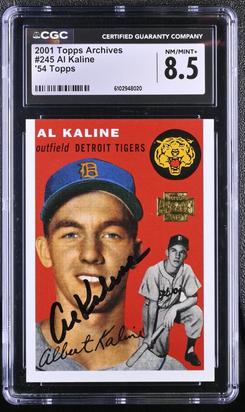 2001 Topps Archives #245 Al Kaline Signed 1954 Topps RC CGC 8.5 Auto