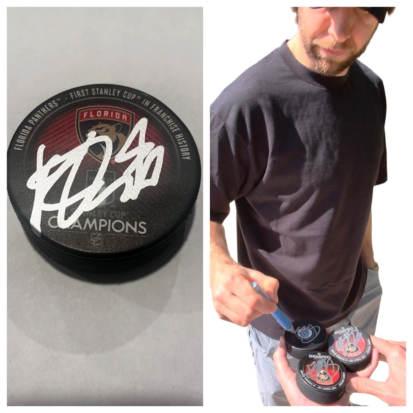 KEVIN STENLUND SIGNED FLORIDA PANTHERS 2024 STANLEY CUP PUCK W/ CASE COA