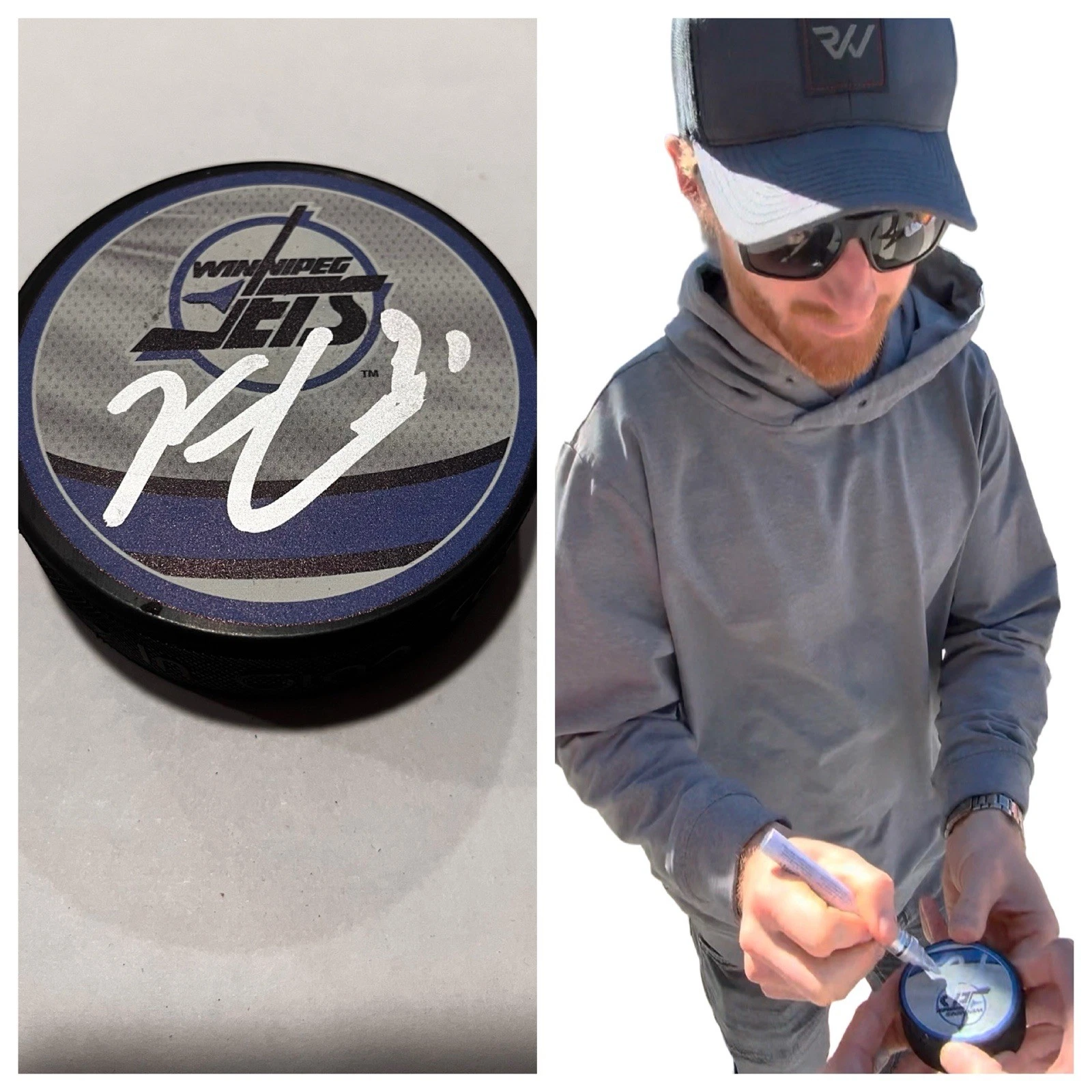 KYLE CONNOR SIGNED WINNIPEG JETS HOCKEY PUCK W/ CASE COA