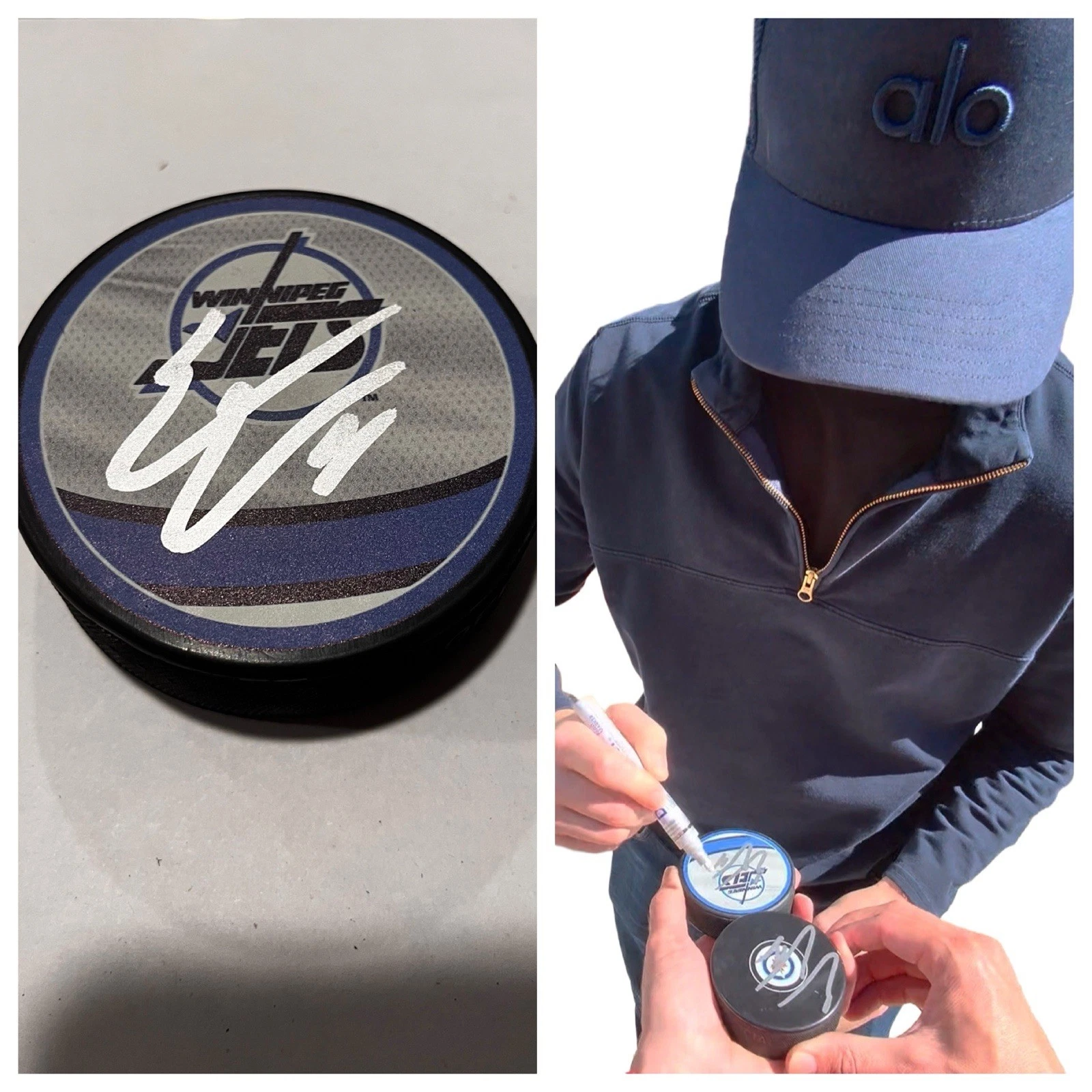 ERIC COMRIE SIGNED WINNIPEG JETS HOCKEY PUCK W/ CASE COA