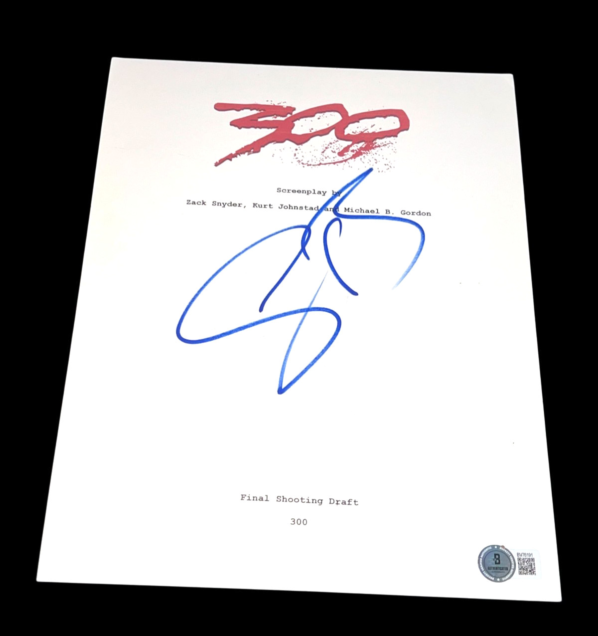 GERARD BUTLER SIGNED AUTOGRAPH MOVIE SCRIPT 300 BECKETT BAS AUTO COA D