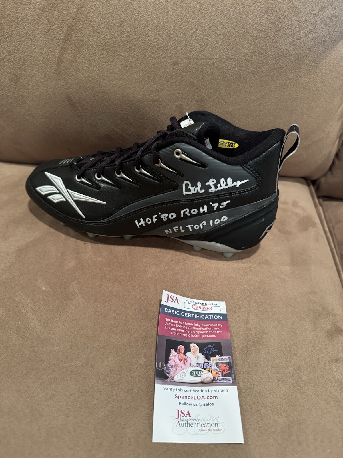Autographed Signed Bob Lilly Cleat HoF Cowboys Football JSA