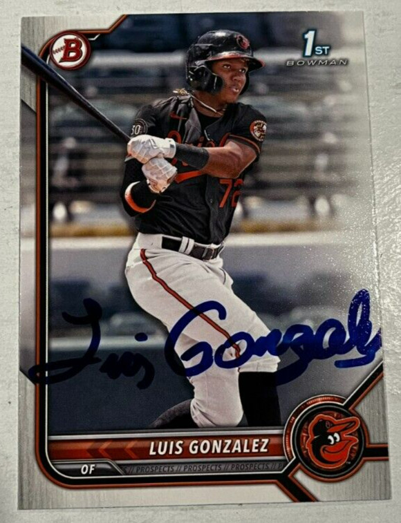 LUIS GONZALEZ SIGNED 2022 BOWMAN PROSPECT BASEBALL CARD AUTO