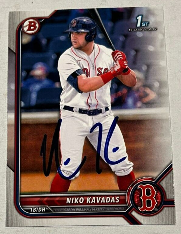 NIKO KAVADAS SIGNED 2022 BOWMAN PROSPECT BASEBALL CARD AUTO