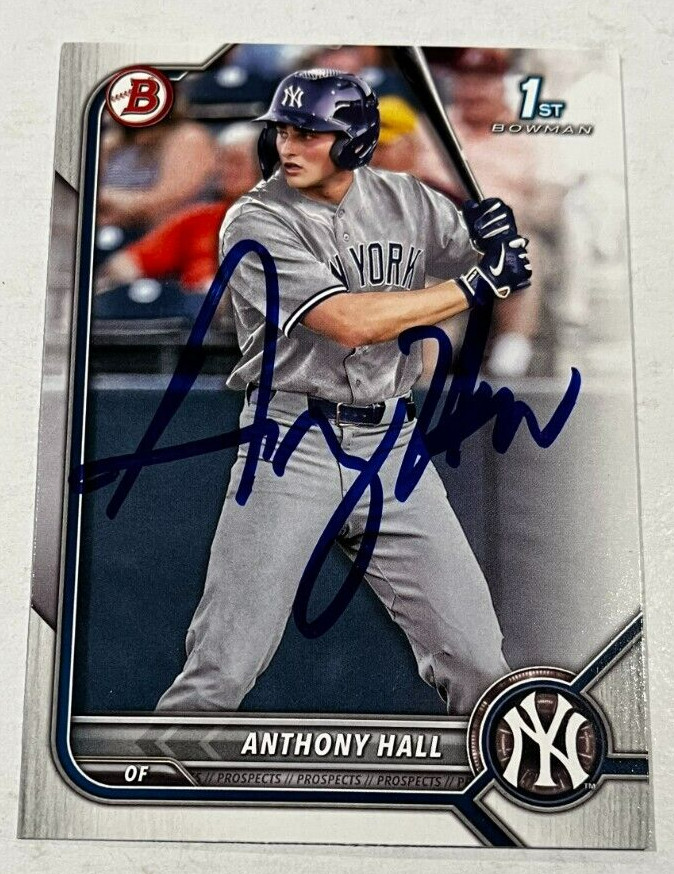ANTHONY HALL SIGNED 2022 BOWMAN DRAFT PROSPECT BASEBALL CARD AUTO