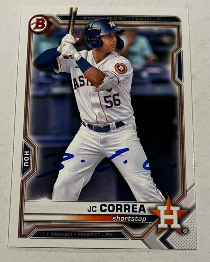 JC CORREA SIGNED 2021 BOWMAN DRAFT PROSPECT BASEBALL ROOKIE CARD AUTO