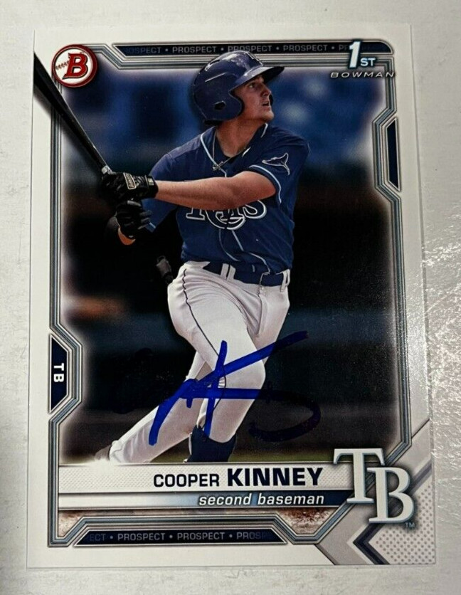 COOPER KINNEY SIGNED 2021 BOWMAN DRAFT PROSPECT BASEBALL ROOKIE CARD AUTO