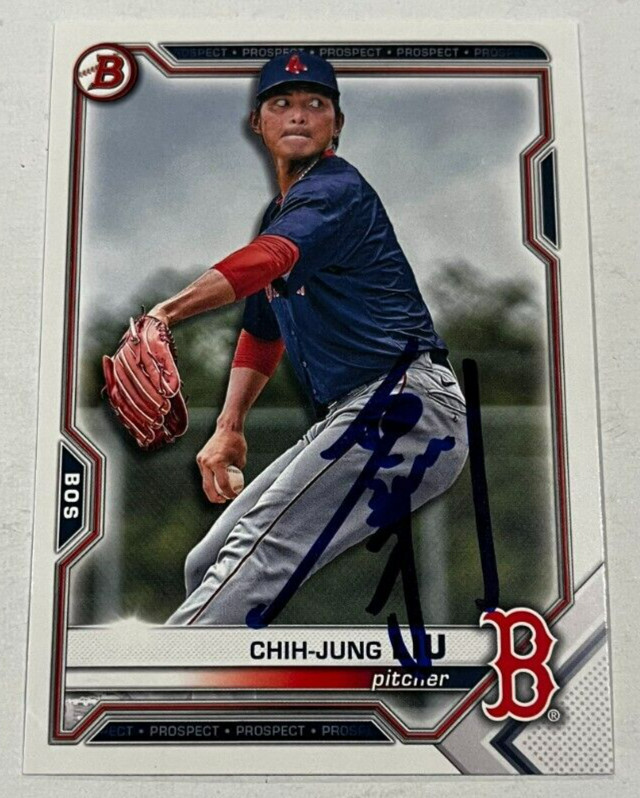 CHIH-JUNG LIU SIGNED 2021 BOWMAN DRAFT PROSPECT BASEBALL ROOKIE CARD AUTO