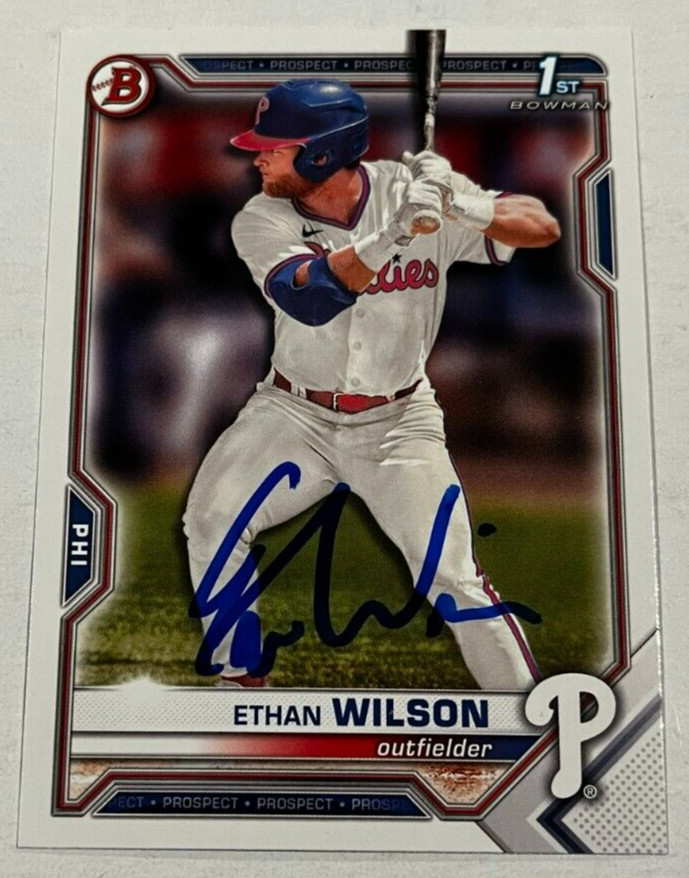 ETHAN WILSON SIGNED 2021 BOWMAN DRAFT PROSPECT BASEBALL ROOKIE CARD AUTO