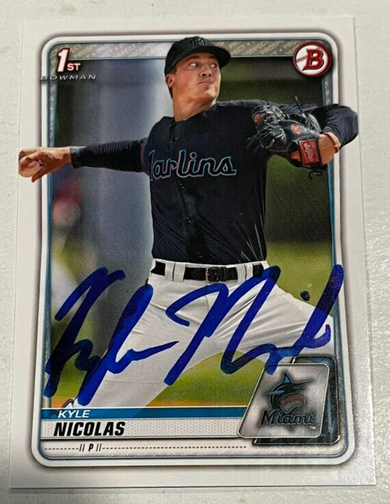 KYLE NICOLAS SIGNED 2020 BOWMAN DRAFT PROSPECT ROOKIE CARD AUTO