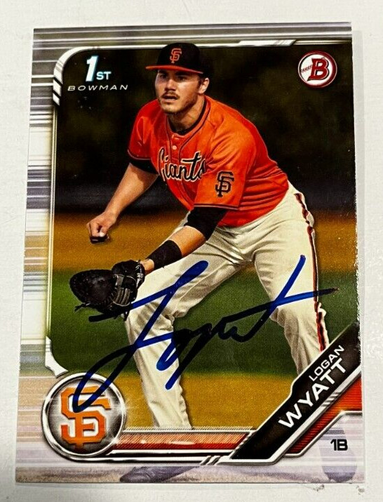 LOGAN WYATT SIGNED 2019 BOWMAN DRAFT PROSPECT ROOKIE CARD AUTO