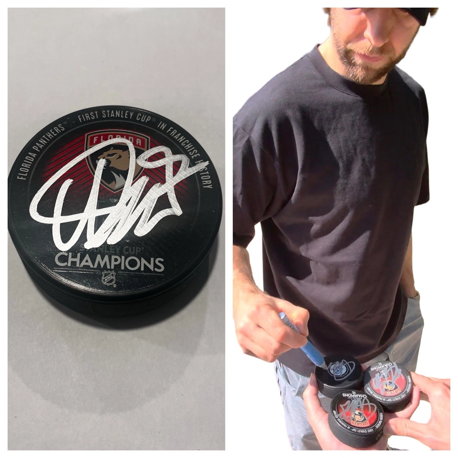 KEVIN STENLUND SIGNED FLORIDA PANTHERS 2024 STANLEY CUP PUCK W/ CASE COA