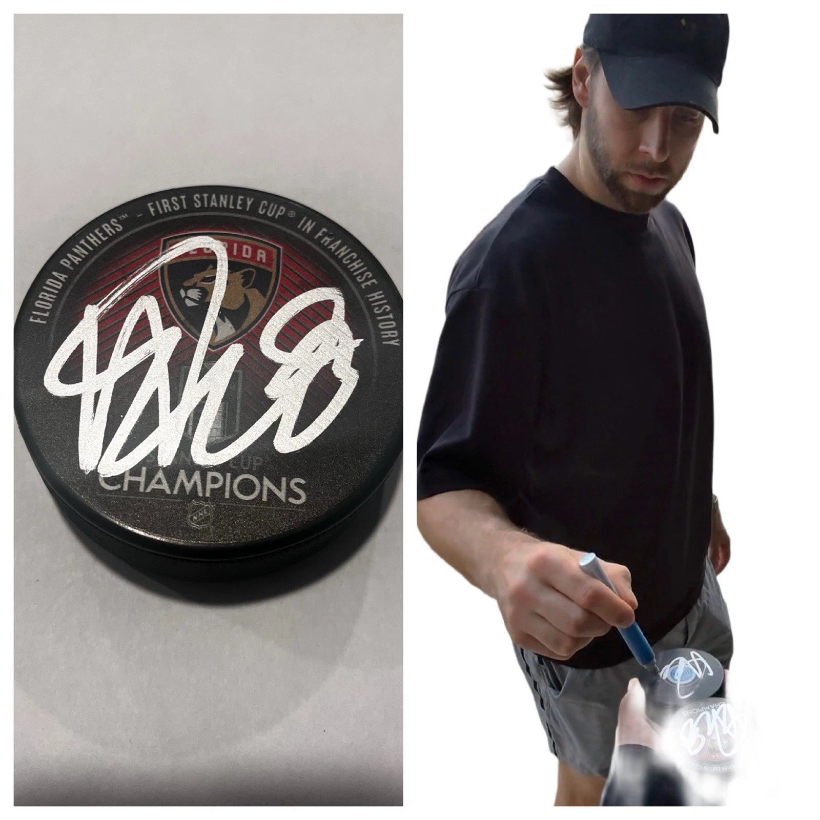 KEVIN STENLUND SIGNED FLORIDA PANTHERS 2024 STANLEY CUP PUCK W/ CASE COA