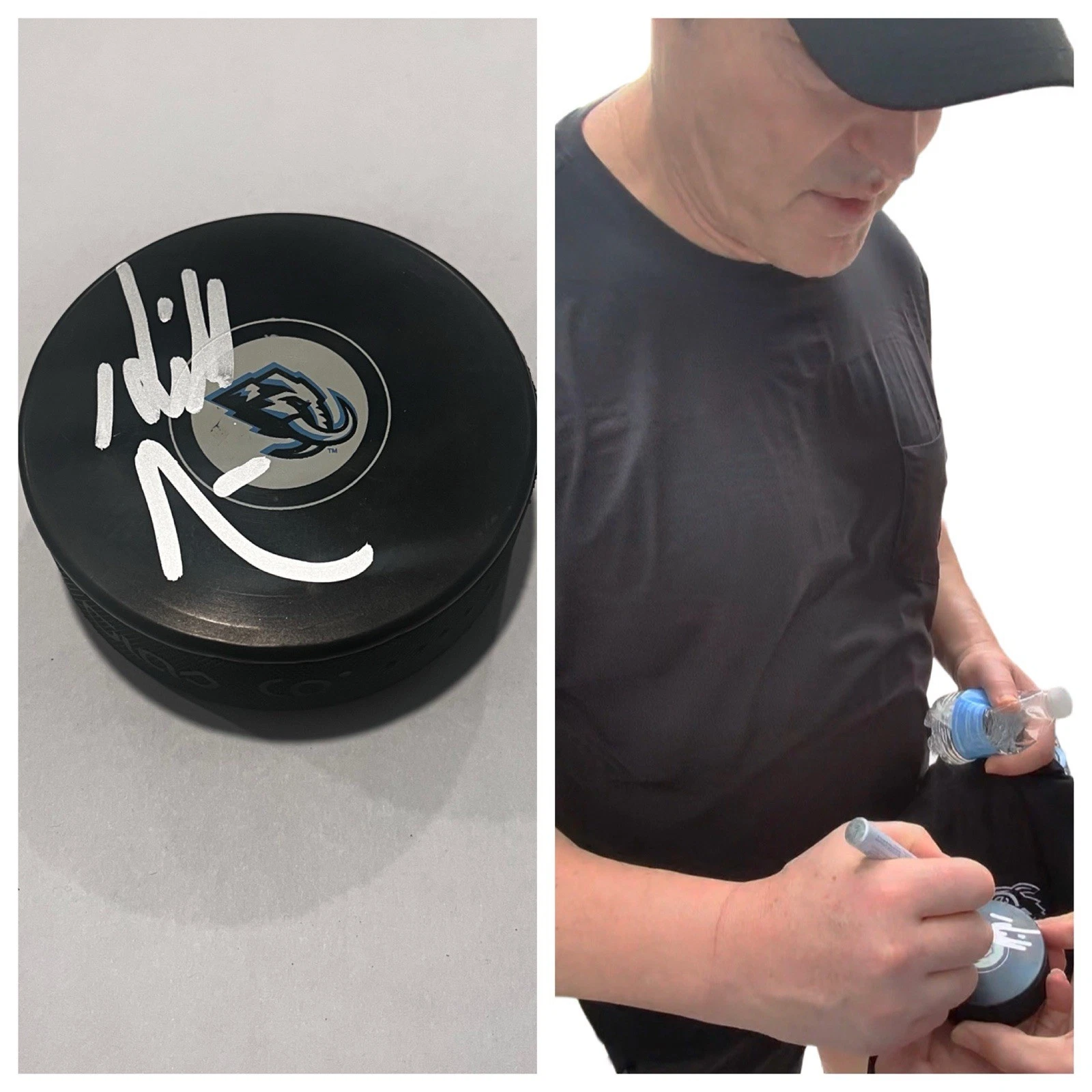 BILL ARMSTRONG SIGNED UTAH MAMMOTH HOCKEY PUCK W/ CASE COA