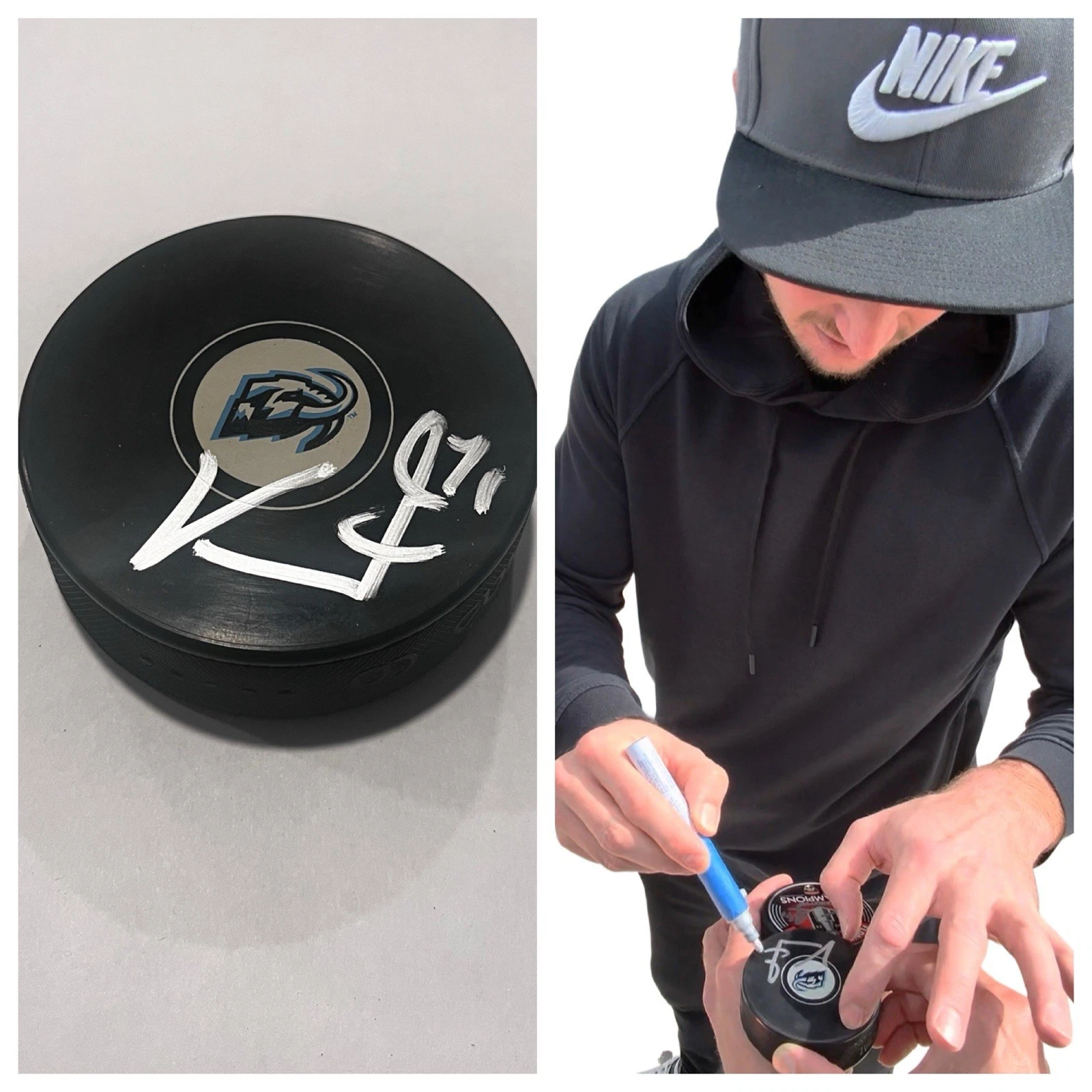 VITEK VANECEK SIGNED UTAH MAMMOTH HOCKEY PUCK W/ CASE COA