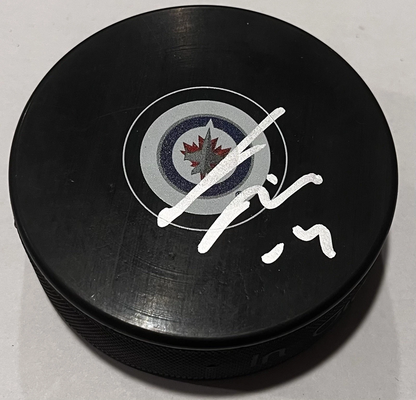 GUSTAV NYQUIST SIGNED WINNIPEG JETS HOCKEY PUCK W/ CASE COA