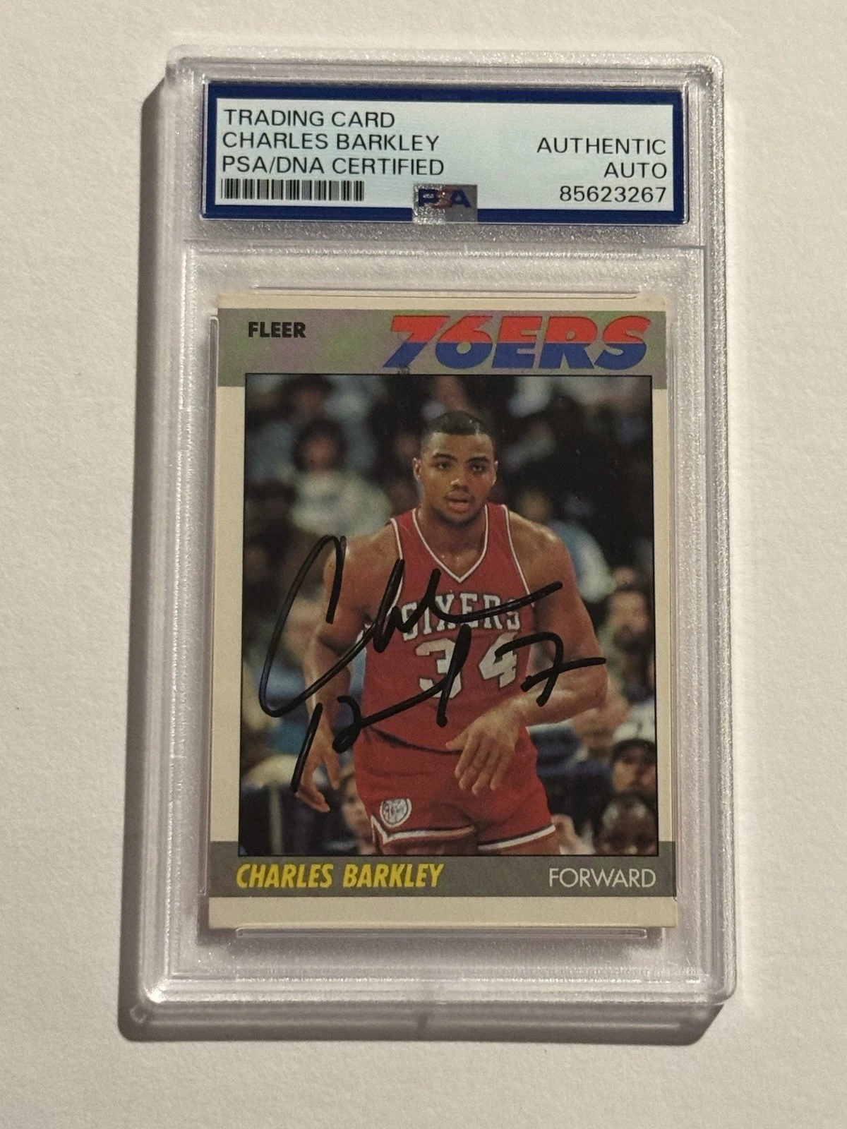 CHARLES BARKLEY SIGNED AUTO 1987 FLEER #9 2nd YEAR ROOKIE RC 76ers HOF PSA