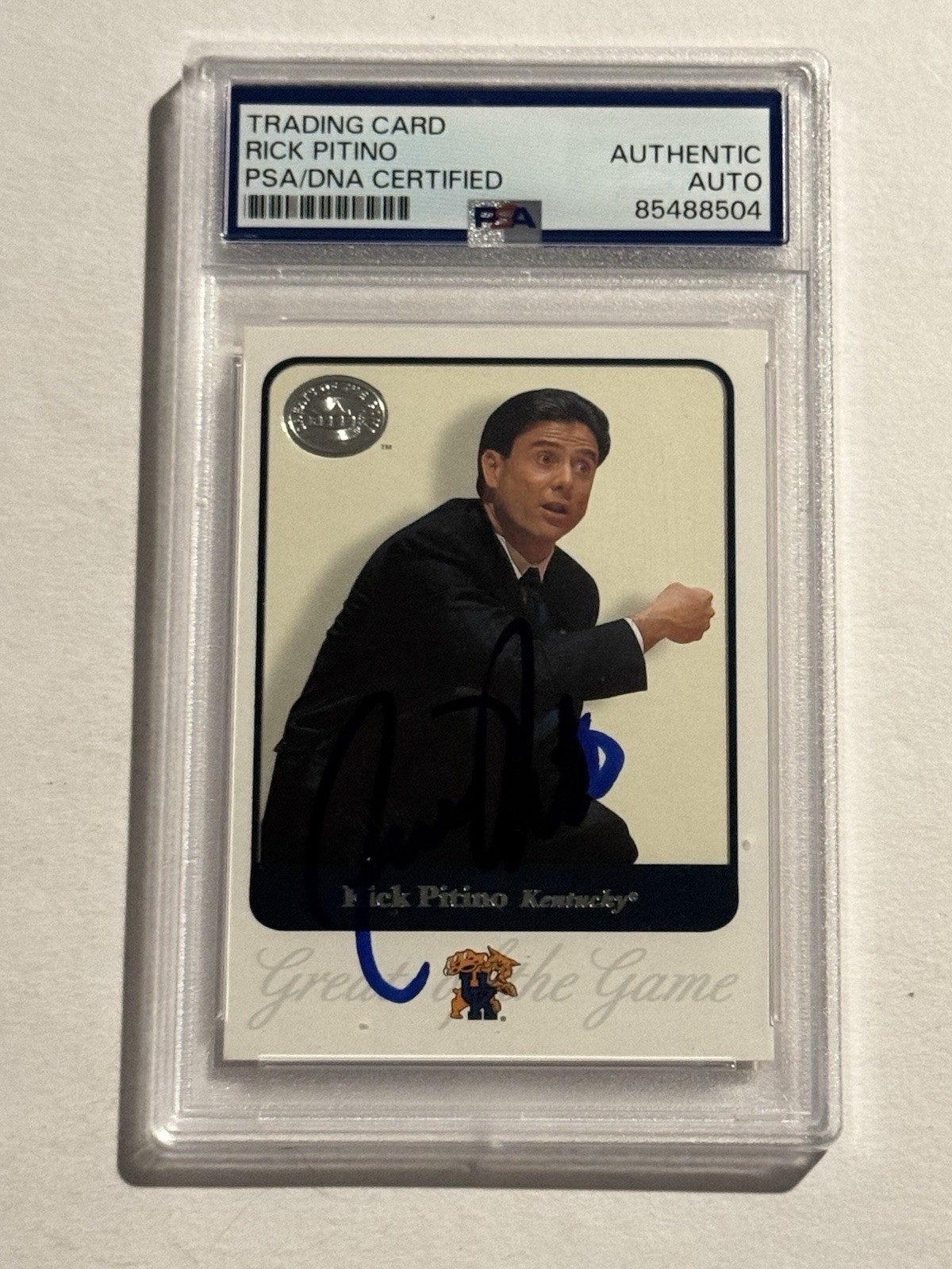 Rick Pitino SIGNED AUTO Kentucky Wildcats 2001 Greats of the Game #66 HOF PSA