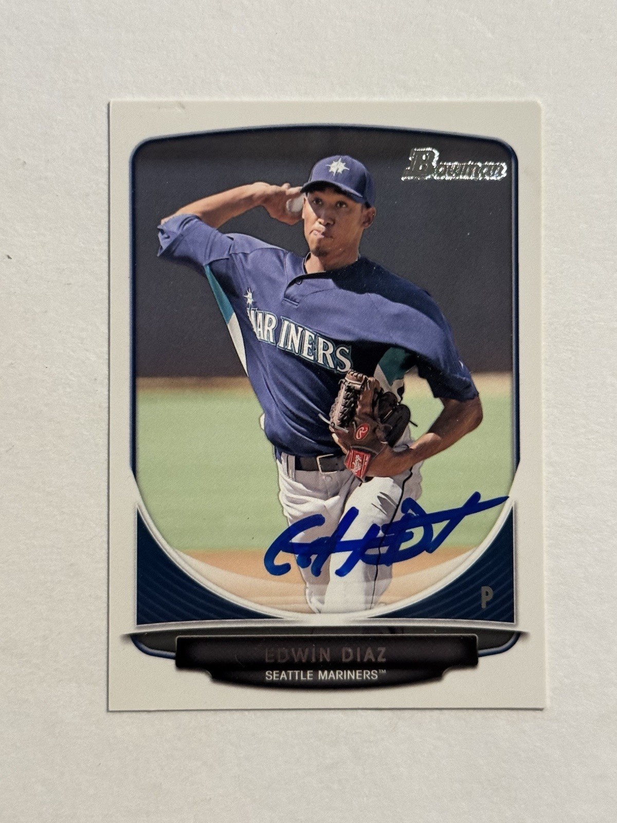 Edwin Diaz Auto Signed 2013 1st Bowman Prospects RC BP29 Seattle Mariners COA